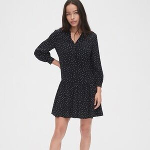 GAP Black and White Polka Dot Long Sleeve Dress